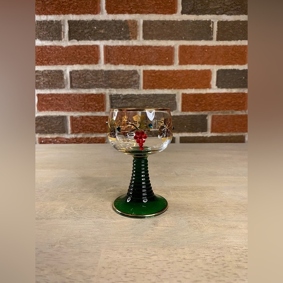 Bockling Roemer Germany Goblet Gold Inlay Green‎ Stem Vintage - Picture 1 of 10